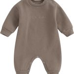 Polinkety Newborn Baby Boy Fall Romper Onesie Little Dude Embroidery Long Sleeve Footless Jumpsuit Winter Outfit Clothes